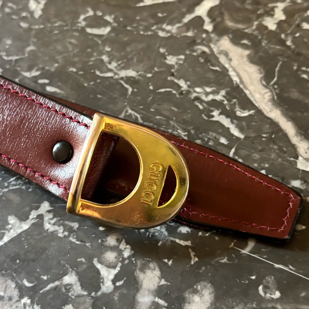 Vintage Women’s Gucci Belt Burgundy Gold Buckle